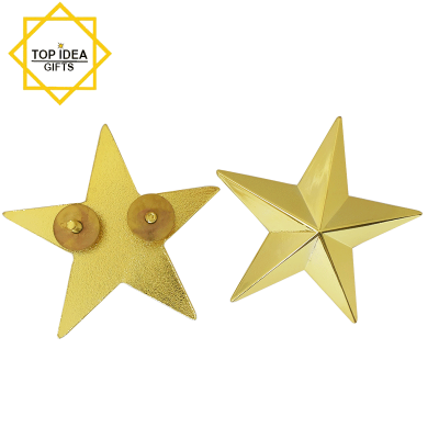 3D Gold Star Lapel Pin 24K Gold Five Star Brooch Pin Badge