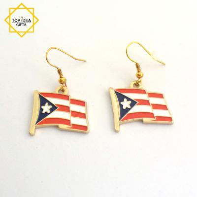 Jewelry Earring Puerto Rico Flag Soft Enamel Metal Earring Manufacturer