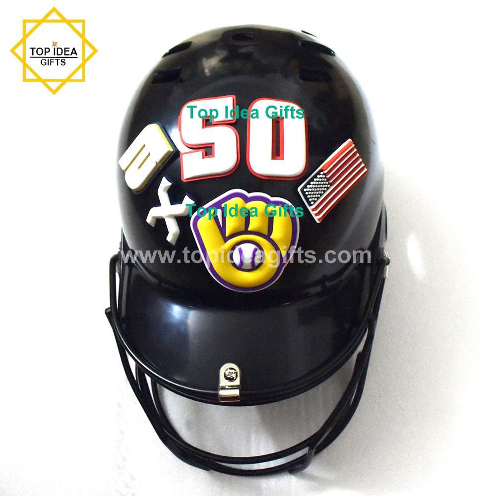 PVC Patch Decals Manufacturer 3D soft pvc bumpers Decals for America's Baseball helmets