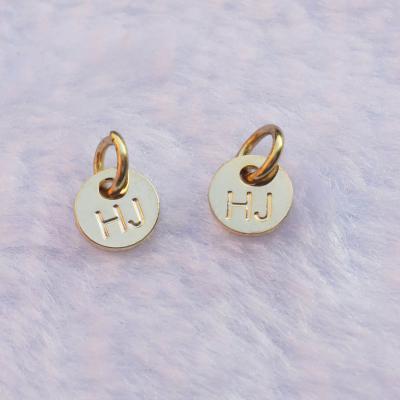 Disc jewelry tags gold Jewelry Charm with engraved logo  - 副本