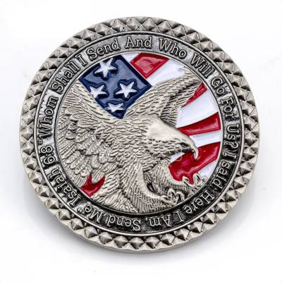 United States Of America USA 3D Eagle With National Flag Challenge Coin 