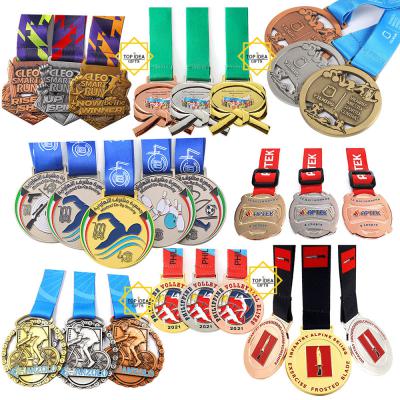 Medal Manufacturer Zinc Alloy 3d Marathon Run Medal Sports Metal Basketball Soccer Football Medal with Ribbon - 副本